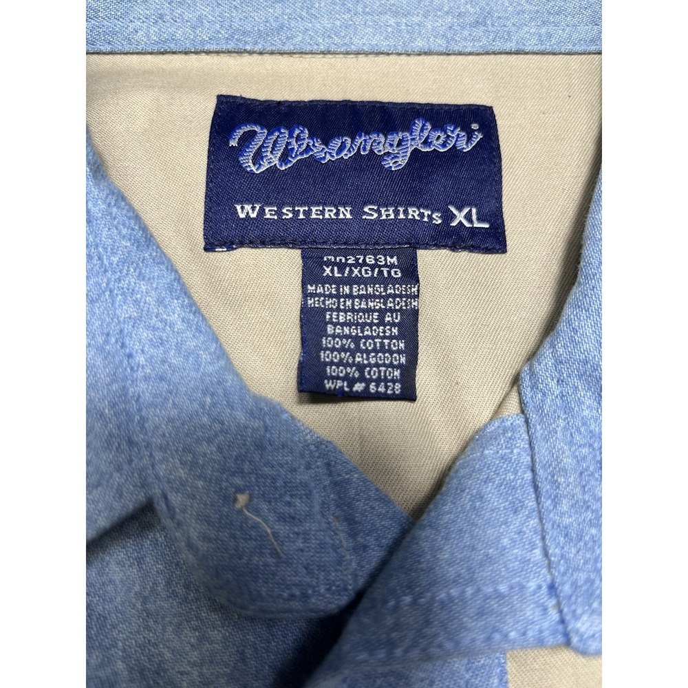 Vintage Wrangler Western Shirt Mens XL Colorblock Snap Button Retro Rockabilly - Picture 3 of 4
